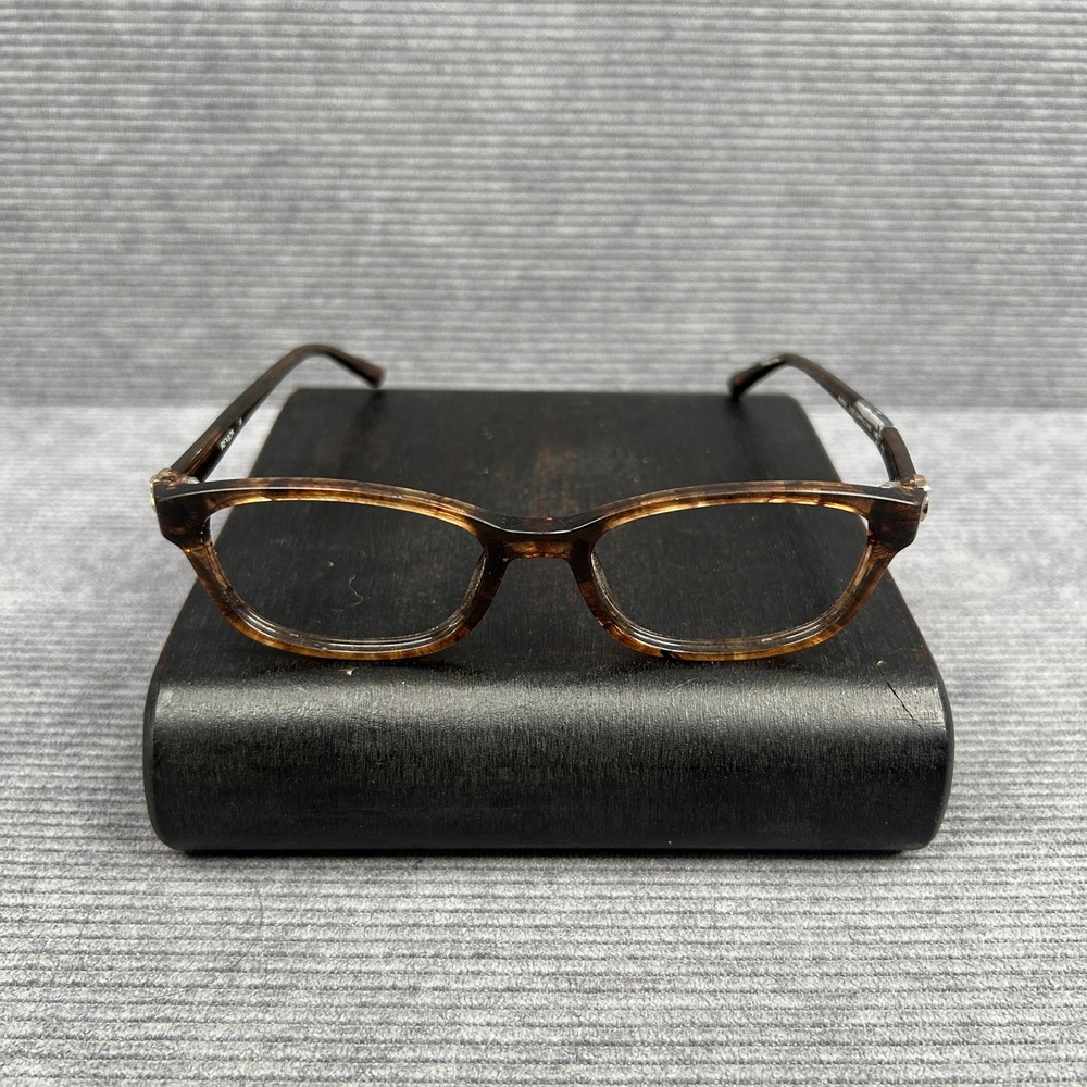 Revlon RV5031 Cappuccino Tortoise Rectangle Y2k Eyeglasses Gold Rose Detail